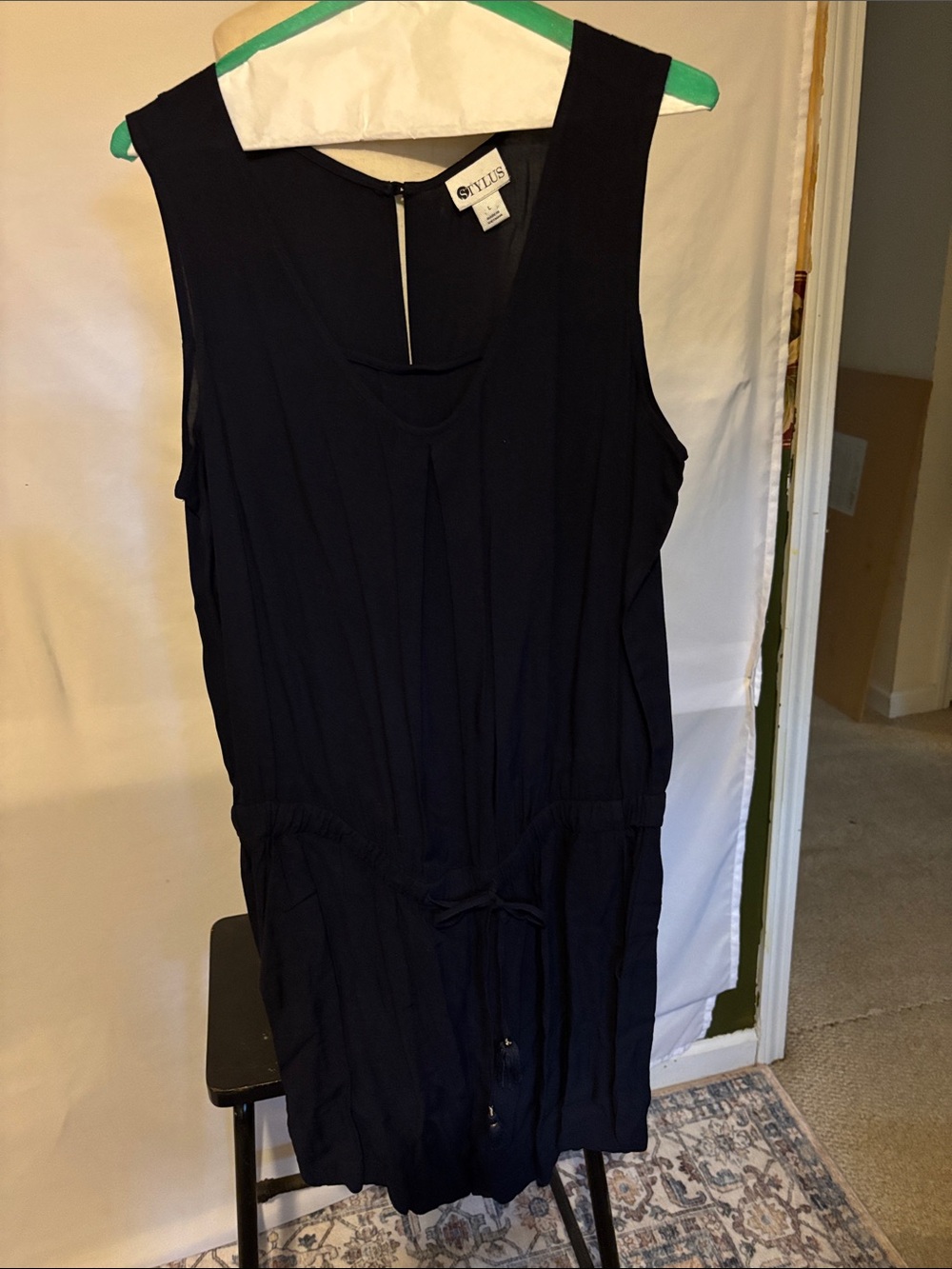 STYLUS Navy Blue Sleeveless Drawstring Waist Romper